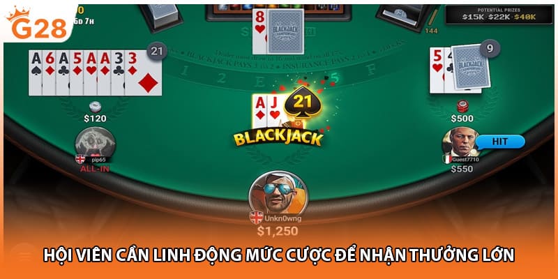 Hội viên cần linh động mức cược để nhận thưởng lớn